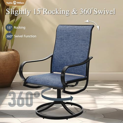 Sophia & William Patio Dining Set for 6 w/Swivel Textilene Chairs, Blue