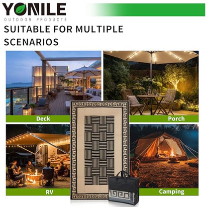 YONILE LED Outdoor Rug 8x10 ft Waterproof for Patios Clearance,Reversible Outdoor Plastic Straw Rug, RV Mat Outside, Indoor Outdoor Carpet for Porch, Deck, Backyard, Balcony, Picnic
