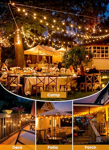 Brightown 108FT 52LED Solar String Lights Outdoor with Remote & USB Port, Shatterproof Bulbs, Dimmable & Timable, 3 Modes, Patio Lights Solar Powered with Mount Clips for Camping Backyard Garden Decor