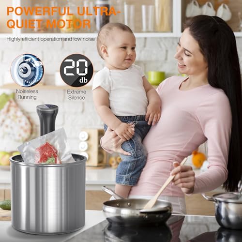 1100W Sous Vide Machine Upgraded Sous Vide Cooker Ultra-Quiet Precision Immersion Circulator with Touch Control & Digital Timer, IPX7 Waterproof Sous Vide Cooker for Home Chefs