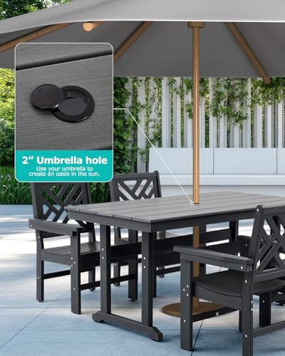 AXMOLM 12 Piece HDPE Outdoor Dining Set for 10, Patio Dining Furniture Set with 2 Table and Umbrella Hole, Outdoor Table and Chairs for Garden, Poolside, Backyard, Deck