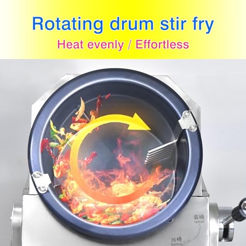 Koalalko Commercial Automatic Cooker with water spray,Automatic 360° Stir Fry Cooker,Automatic Cooking Machine,Drum Type Stir Frying Machine,Auto Cooking Wok Fried Machine (Propane, Floorstanding)