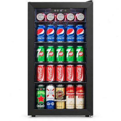Honeywell Beverage Refrigerator and Cooler, 116 Can Mini Fridge with Glass Door for Soda Beer or Wine for Office or Bar with Adjustable Removable Shelving, Commercial Grade