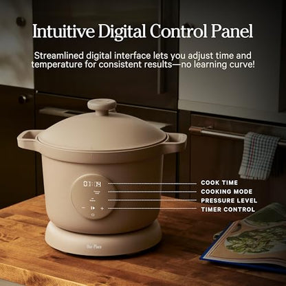 Our Place Dream Cooker | 6 Qt Ceramic Nonstick Multicooker & Pressure Cooker with Touchscreen Controls & Auto Steam Release | 4 Modes: Pressure Cook, Sauté/Sear, Slow Cook & Warm | Steam