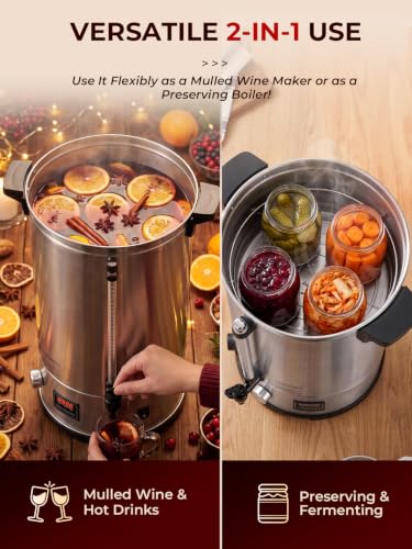 FOHERE 26.4QT Hot Water Dispenser，Canning Boiler With Rack