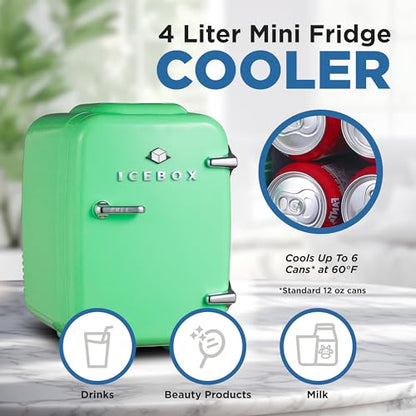 IceBox 4-Liter Mini Fridge Cooler/Warmer, IBMF4MNT, Mint Green