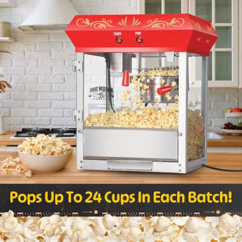 Great Northern Popcorn Company Red 6 oz. Ounce Foundation Old-Fashioned Movie Theater Style Popcorn Popper