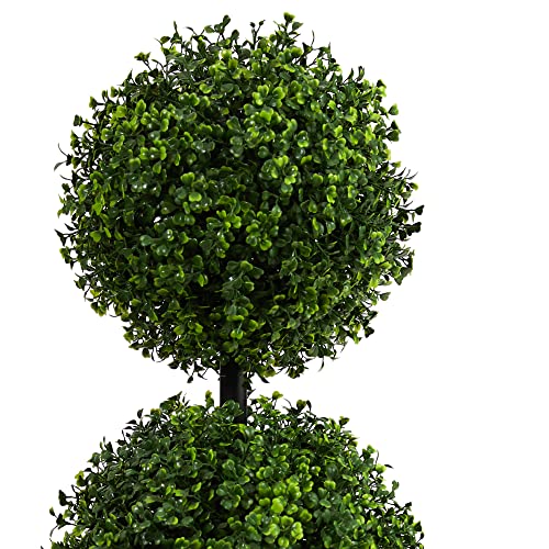 Nearly Natural 36in Artificial Triple Ball Boxwood Topiary Tree - Indoor Outdoor Realistic Faux Greenery for Home Patio Office Decor, Low Maintenance