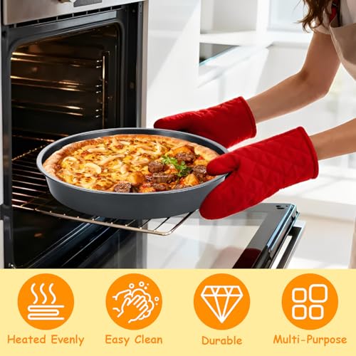 AKOLAFE 4 Pack Deep Dish Pizza Pan 12 Inch Pizza Pan for Oven Non Stick Pizza Plates Set Round Pizza Baking Sheet Nonstick Carbon Steel Pizza Platter Personal Metal Pizza Trays for Serving Cooking
