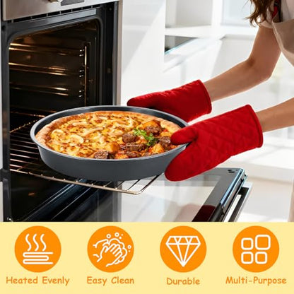 AKOLAFE 4 Pack Deep Dish Pizza Pan 12 Inch Pizza Pan for Oven Non Stick Pizza Plates Set Round Pizza Baking Sheet Nonstick Carbon Steel Pizza Platter Personal Metal Pizza Trays for Serving Cooking