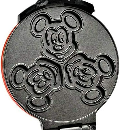 Disney Mickey Mouse MIC-62 Double Flip Waffle Maker by Select Brands - Nonstick Mini Waffle Iron with Rotating Design - Makes 6 Mickey Waffles - Variable Shade Control