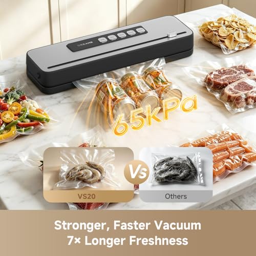 DREAME VS20 Food Vacuum Sealer, 65kPa Compact Sealer, 5 Modes with Cutter