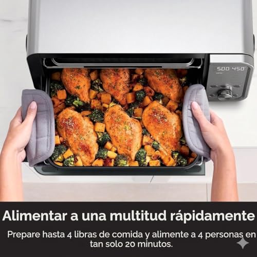 Ninja FT405CO 10-in-1 Digital Air Fry Oven with Extra Large Capacity, Flip Up and Away, Stainless Steel Body, and Temperature Control (Renewed)
