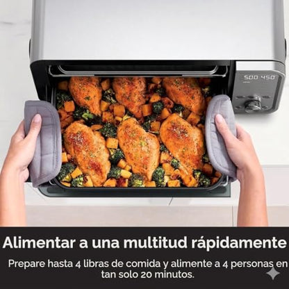 Ninja FT405CO 10-in-1 Digital Air Fry Oven with Extra Large Capacity, Flip Up and Away, Stainless Steel Body, and Temperature Control (Renewed)