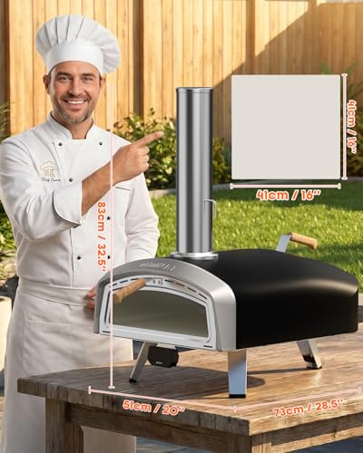 Mimiuo Smart 16 Inch Pizza Oven with Digital Temperature Display – Outdoor Charcoal Wood Pizza Oven with 3 Cooking Modes (Classic/Neapolitan/Custom), Celsius/Fahrenheit Switch, Color-Coded Guide