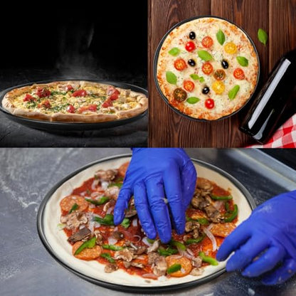 YOUNTHYE 6PCS Pizza Pan with Holes 12 inch Round Pizza Pan Set Nonstick Pizza Baking Pan Carbon Steel Pizza Tray Black Pizza Crisper Pan for Home Baking Kitchen