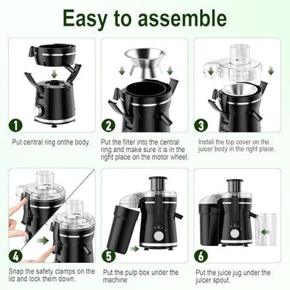 Juicer Machine, 500W Juicer with 3 Speed & 3” Feed Chute