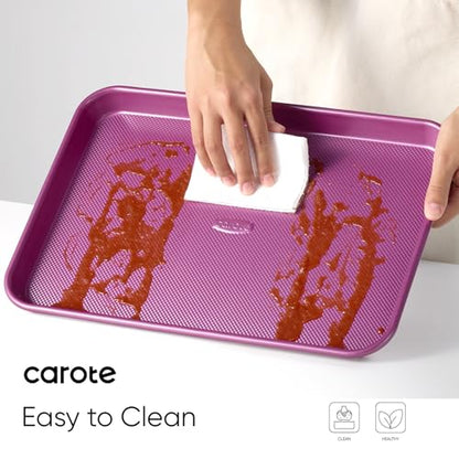 CAROTE 3-Piece Baking Pan Set - Bakeware Set, Baking Sheet Set Including 13 Inch 15 Inch 17 Inch Sheet Pan, Cookie Sheet for Baking, Royal Violet
