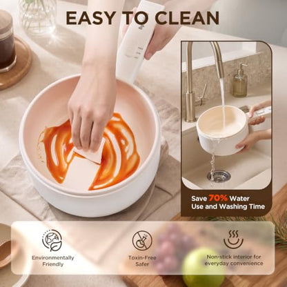 NYMBLEX 2L Hot Pot Electric, Non-Stick Electric Pan, mini white pot