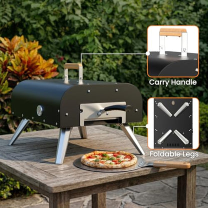 WOOCIT Pizza Oven Outdoor 12" Multi-Fuel – Wood Fire & Propane Pizza Oven (Burner Sold Separately), Outdoor Pizza Oven Reaches 720°F with Pizza Stone & Peel, Portable for Backyard, Camping, Tailgating