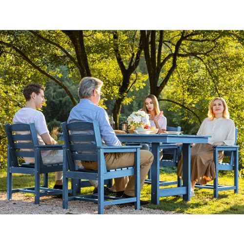 SERWALL 5 Pcs HDPE Patio Dining Set, Outdoor Dining Set for 4, Blue