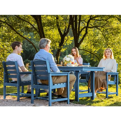 SERWALL 5 Pcs HDPE Patio Dining Set, Outdoor Dining Set for 4, Blue
