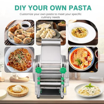 Newhai 750W Commercial Electric Pasta Maker, 2.5mm Round + 2mm/6mm Blade