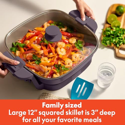 bella Fits-Anywhere™ SAUTE Make & Take Skillet, Non-Toxic Ceramic, Plum