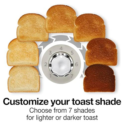 Proctor Silex Plastic 2 Slice Toaster, Bagel, Defrost & Cancel Buttons, Browning Control With 7 Shades, Auto Shutoff, Slide-Out Crumb Tray, Oat White (22660)