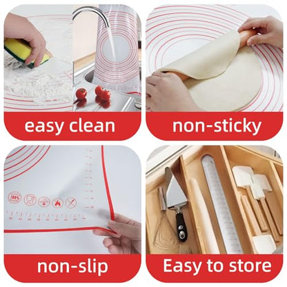 Dough Mat Pastry Silicone Baking Mats 32x24" Red for Rolling Dough Kneading Sheet Sourdough Bread Baking Supplies