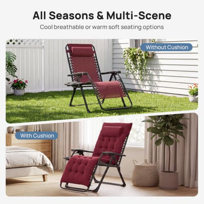 DUMOS Zero Gravity Chair, Lounge Chair Outdoor with Cup Holder