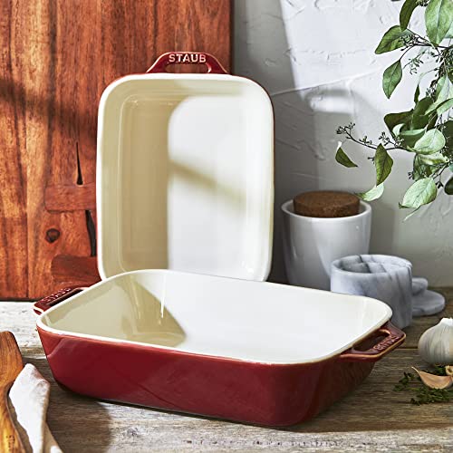 Staub Ceramic 2-pc Rectangular Baking Dish Set - Rustic Red