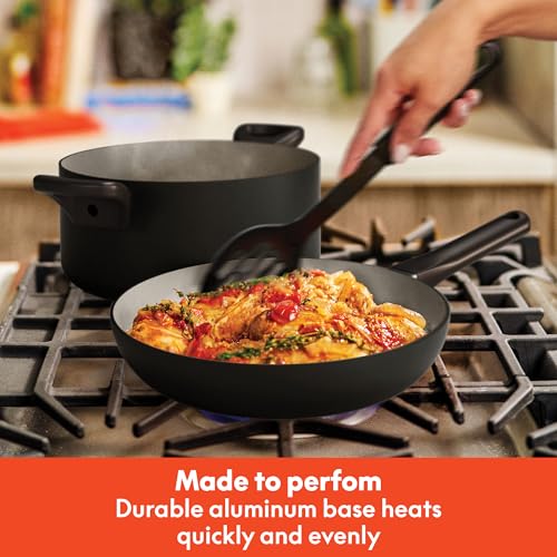 bella 21 Piece Kitchen Set with EverGood™ Ceramic Nonstick Coating, Dishwasher & Oven Safe, All Stovetops Compatible, Tempered Glass Lids & Cool Touch Handles, Black