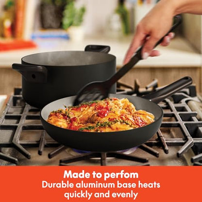 bella 21 Piece Kitchen Set with EverGood™ Ceramic Nonstick Coating, Dishwasher & Oven Safe, All Stovetops Compatible, Tempered Glass Lids & Cool Touch Handles, Black