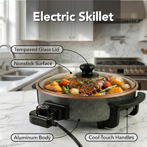 OVENTE Round Electric Skillet, 11.5" Nonstick Frying Pan, Copper SK11112CO
