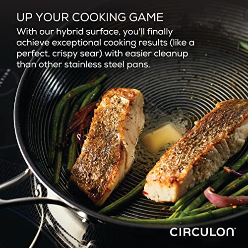 Circulon Clad Stainless Steel Cookware/Pots and Pans and Utensil Set with Hybrid SteelShield and Nonstick Technology, 11 Piece - Silver
