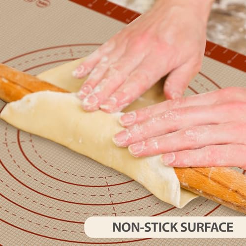 Silicone Baking Mat, 24" x 16" Baking Mat, Pastry Rolling Sourdough Baking Mat Supplies for Making Pizza, Pie, Cookies, Bread