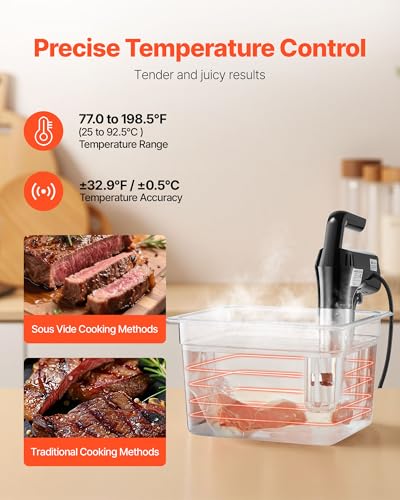 VEVOR Sous Vide Precision Cooker, 1100W Sous-Vide Cooking Machine, Immersion Circulator with LED Digital Display, Secure Clamp Design, Temperature & Timer Control, Professional Sous Vide Cooker