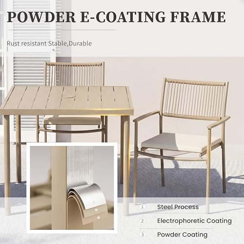 MEXSAKY 5-Piece Patio Table and Chairs Set, Rattan Outdoor Dining Set for 4