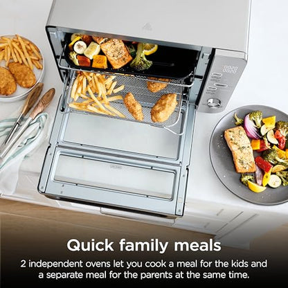 Ninja Air Fryer Toaster Oven Combo | Double Stack XL | 12-in-1 | Fits 4.5 lb Chicken & 6lbs of Wings | Smart Finish Cook 2 Different Meals at Same Time | Countertop Oven | Stainless Steel | DCT601