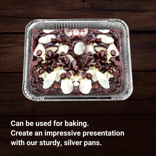 Aluminum Pans Half Size, 9X13, Extra Heavy Duty Disposable Foil Pans For Baking (30 Pack) Roasting & Chafing, Deep Tin Foil Bakeware, Steam Table Tray, Cookware, Food Prepping, Cake & Oven Pan