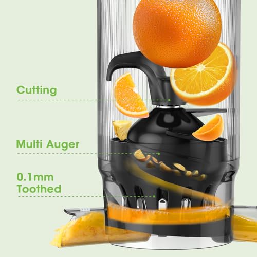 SMALLHOO Juicer Machines, 5.3" Wide Feed Chute Cold Press Juicer for Whole Vegetables & Fruits, High Juice Yield, BPA Free (Slivery)