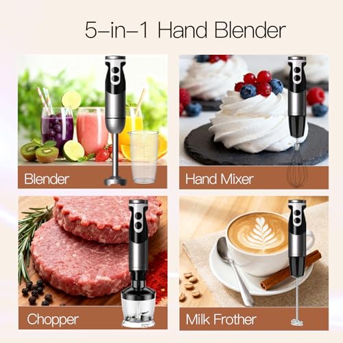 MEGAWISE Immersion Hand Blender, 800W DC Motor, Variable Speed Control