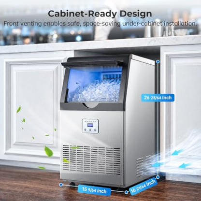 Zomagas 110LBS/24H Commercial Ice Maker Machine Under Counter/Freestanding