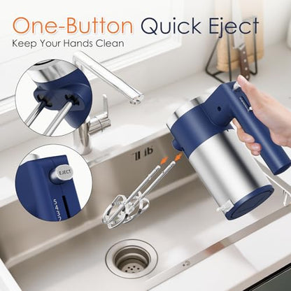 CHIDOLL 600W Hand Mixer, 5-Speed Electric Hand Held Mixer for Baking, Lightweight Stainless Steel Hand Beaters *2 & Dough Hooks*2 with Eject Button, Kitchen Mixer for Cream, Cookies, Dough