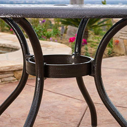 Christopher Knight Home Hallandale Outdoor Cast Aluminum Dining Set for Patio or Deck, 5-Pcs Set, Hammered Bronze