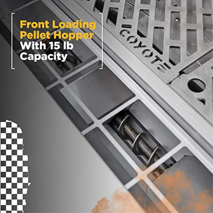 Coyote 36 Inch Freestanding Pellet Grill on Cart, Stainless Steel, Intuitive Digital Touch Control - C1P36-FS