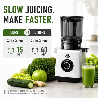 AAOBOSI 3-in-1 Cold Press Juicer Machine, 6.5" Wide Chute, Slow Juicer Designed for Faster Juicing with Whole Fruits & Veggies, Easy to Clean and Clog-Resistant, for Nut Milk & Sorbet