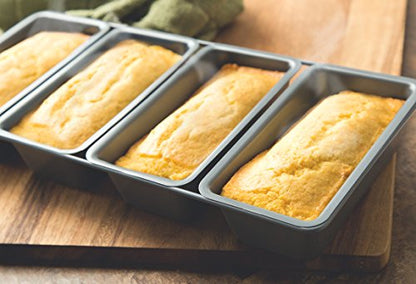 Fox Run Loaf Pan, Linked Non-Stick Mini Bread Pans, Set of 4