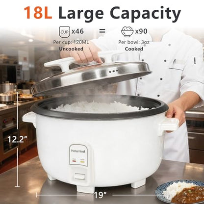 Heromind Commercial Rice Cooker 90-Cup, 16Qt Large Capacity Cooker